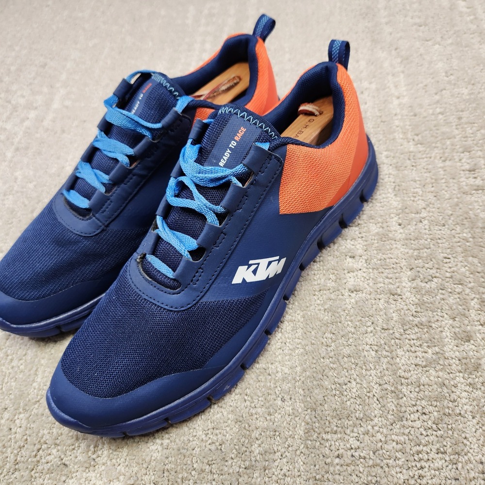 KTM Shoes Mens 9.5 Navy Blue Orange Ready To Race Sneakers Motocross Dirtbike